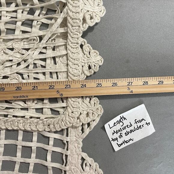 IDI by Matthew Size Medium Creamy Open Crochet Knit Vest Cardigan Beachy Boho - Picture 8 of 8